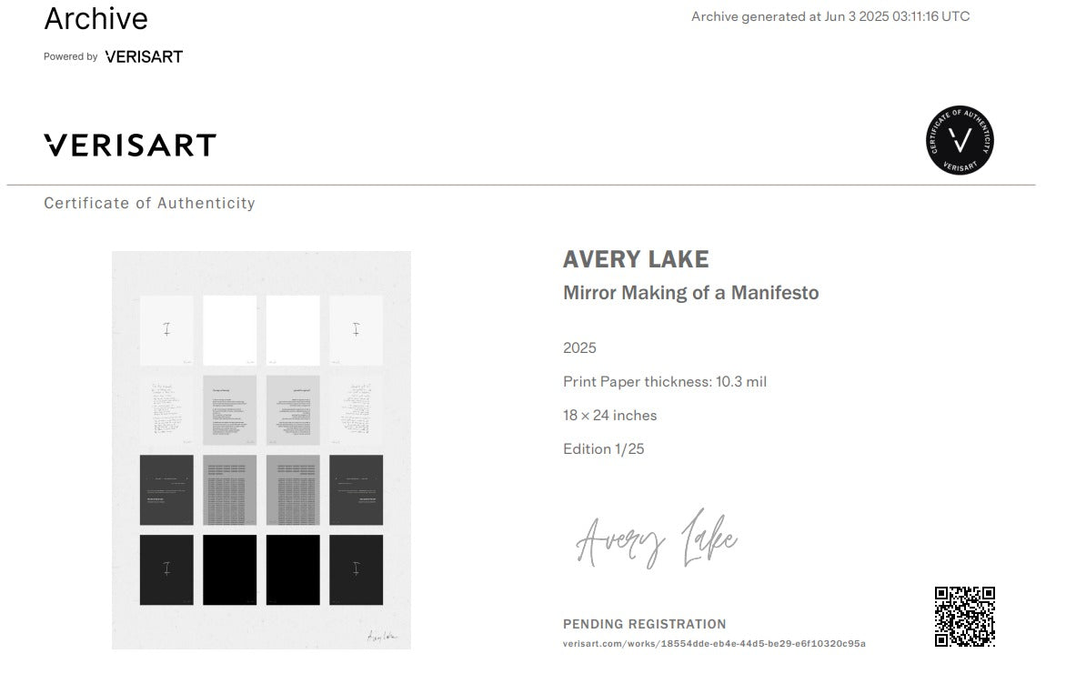 Mirror Making of a Manifesto (Ltd. Ed. of 25)